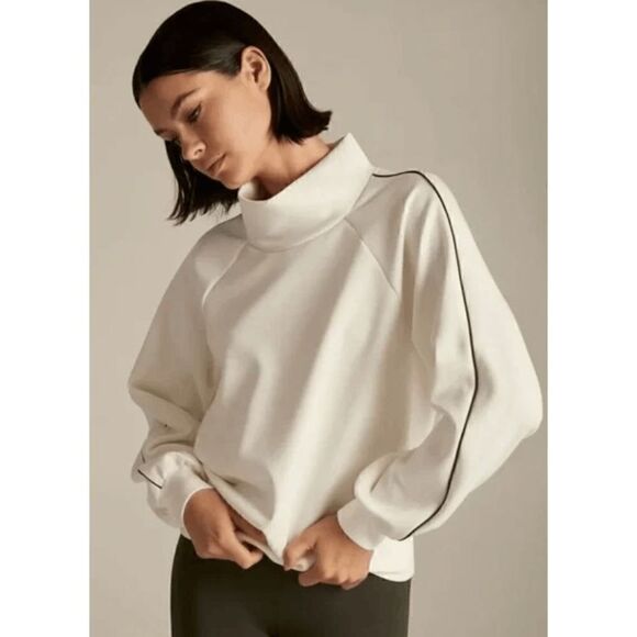 NWT Lanston Sport Kenzie Piped Turtleneck in White XS - Picture 1 of 12